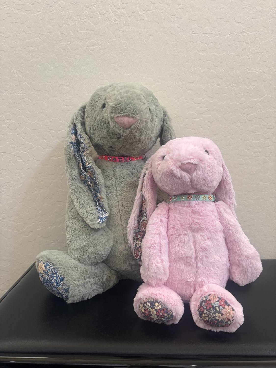 Plush bunnies ready to adopt in the craft room